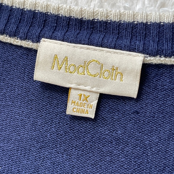 Modcloth Cardigan Sweater Women's 1X Blue Button Front Knit Cotton Casual - Picture 5 of 10